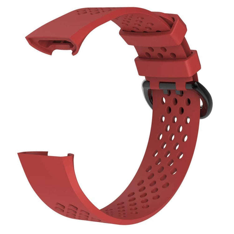 Square Hole Adjustable Sport Watch Band for FITBIT Charge 3(Red)