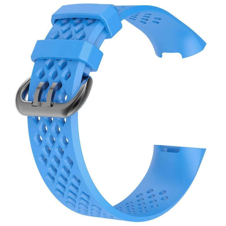 Square Hole Adjustable Sport Watch Band for FITBIT Charge 3(Sky Blue)
