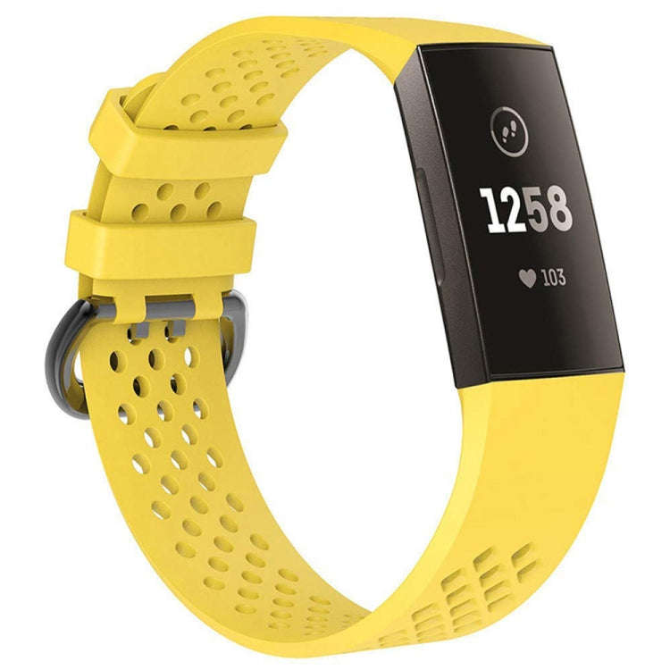 Square Hole Adjustable Sport Watch Band for FITBIT Charge 3(Yellow)