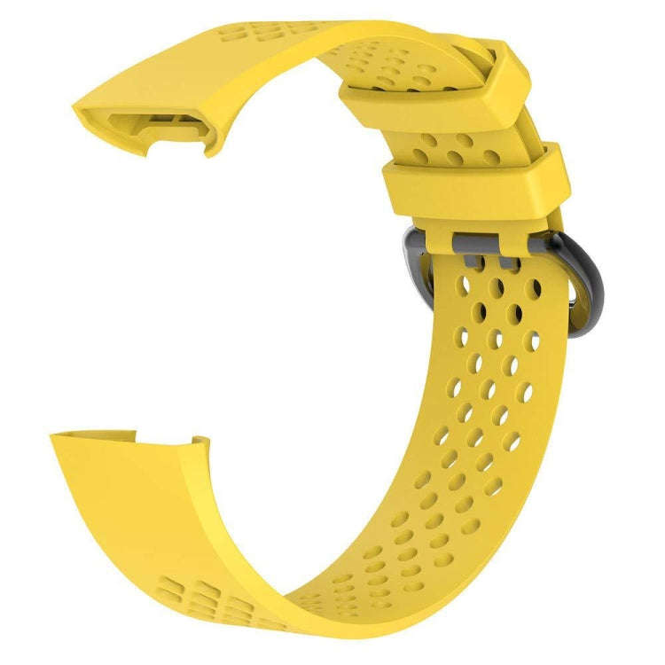 Square Hole Adjustable Sport Watch Band for FITBIT Charge 3(Yellow)