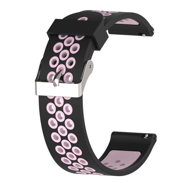Double Colour Silicone Sport Watch Band for Xiaomi Huami Amazfit Bip Lite Version 20mm(Black Pink)