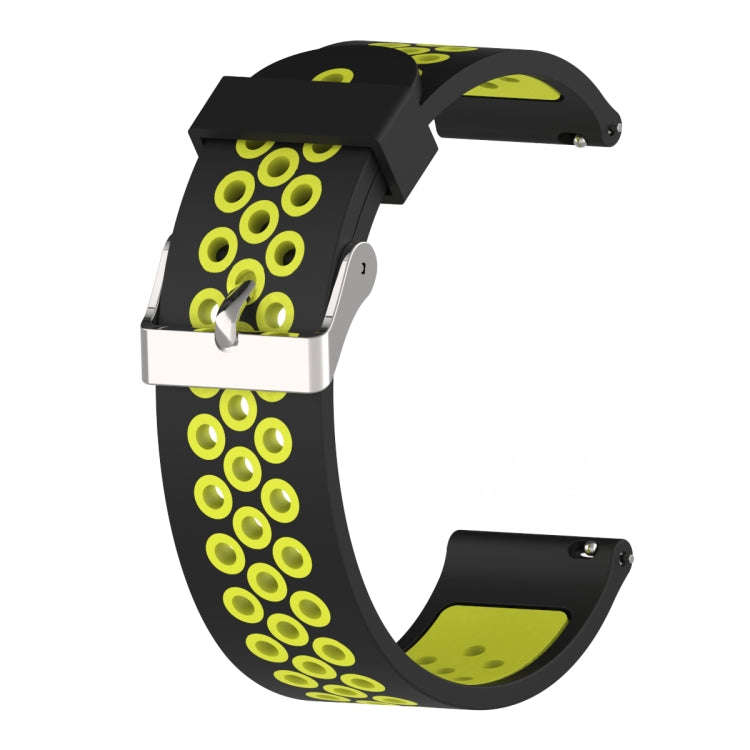 Double Colour Silicone Sport Watch Band for Xiaomi Huami Amazfit Bip Lite Version 20mm(Black Yellow)
