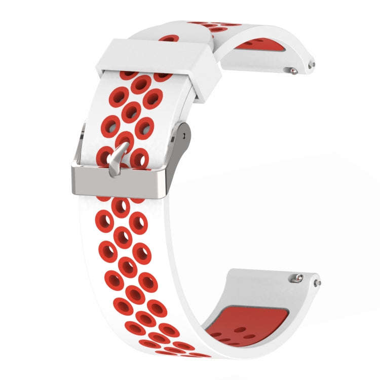 Double Colour Silicone Sport Watch Band for Xiaomi Huami Amazfit Bip Lite Version 20mm(White Red)