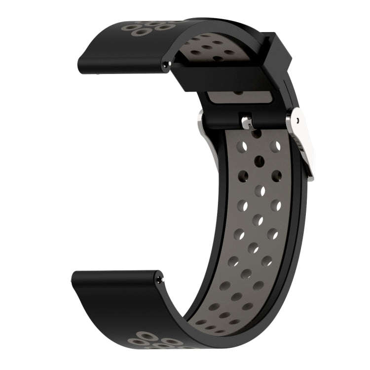 Double Colour Silicone Sport Watch Band for Xiaomi Huami Amazfit Bip Lite Version 22mm(Black Grey)