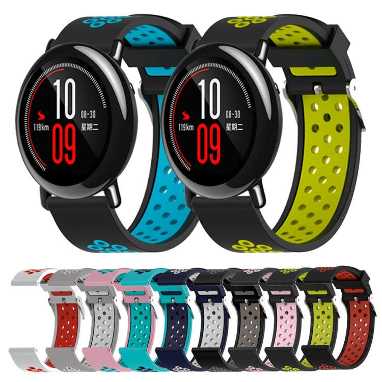Double Colour Silicone Sport Watch Band for Xiaomi Huami Amazfit Bip Lite Version 22mm(Black Blue)