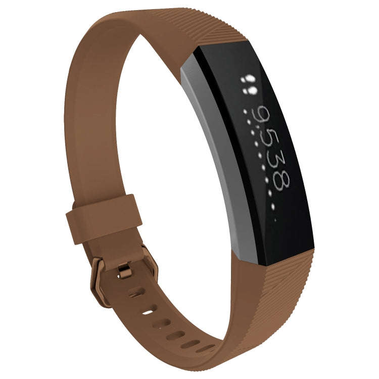 Solid Color Silicone Watch Band for FITBIT Alta / HR9, Size: S(Brown)