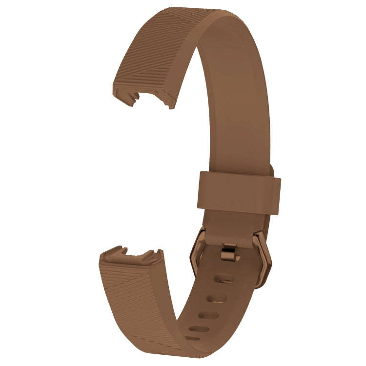 Solid Color Silicone Watch Band for FITBIT Alta / HR9, Size: S(Brown)