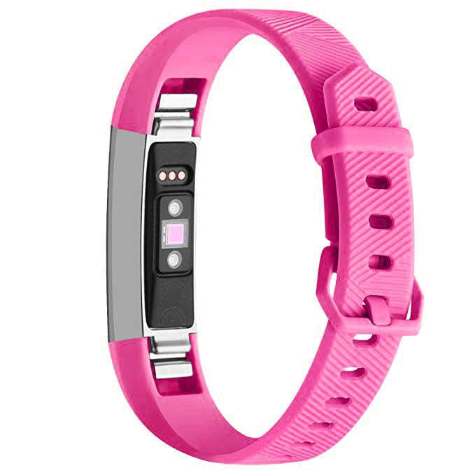 Solid Color Silicone Watch Band for FITBIT Alta / HR(Rose Red)