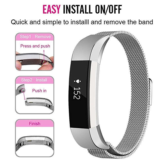 Stainless Steel Magnet Watch Band for FITBIT Alta,Size:Small,130-170mm(Coffee)