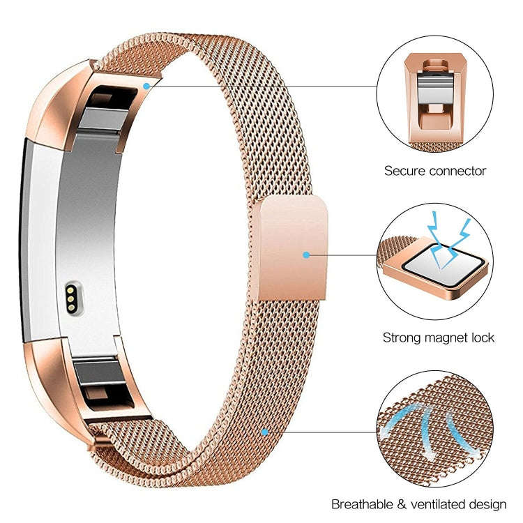 Stainless Steel Magnet Watch Band for FITBIT Alta,Size:Small,130-170mm(Gold)