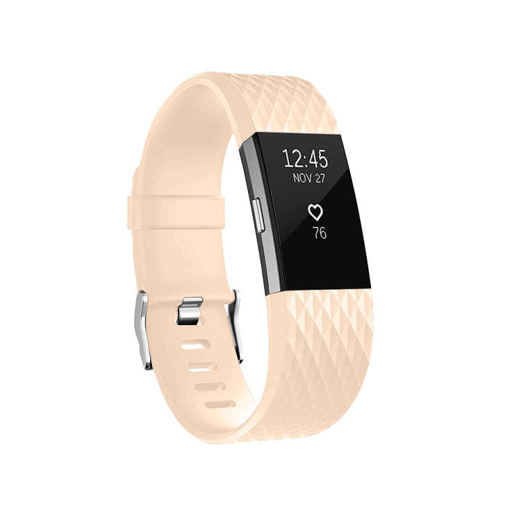 Diamond Pattern Adjustable Sport Watch Band for FITBIT Charge 2, Size: L, 12.5x8.5cm(Light Pink)