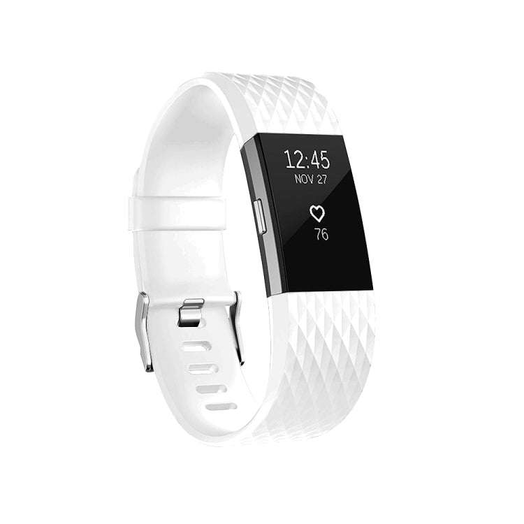 Diamond Pattern Adjustable Sport Watch Band for FITBIT Charge 2, Size: L, 12.5x8.5cm(White)