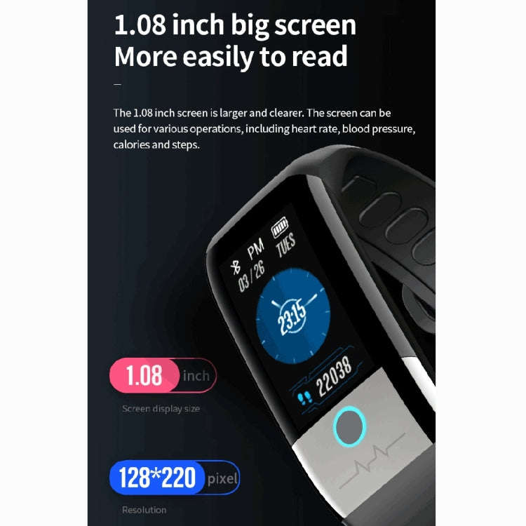X1 1.08 inch Color Screen IP67 Waterproof Smart Watch Wristband,Support Message Reminder / Heart ...