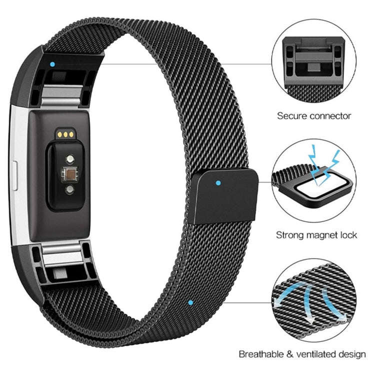 Smart Watch Stainless Steel Watch Band for FITBIT Charge 2, Size: L(Silver)