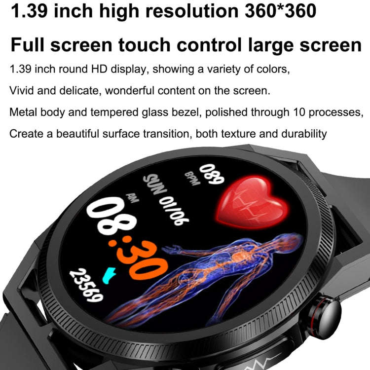 ET310 1.39 inch IPS Screen IP67 Waterproof Leather Band Smart Watch, Support Body Temperature Mon...