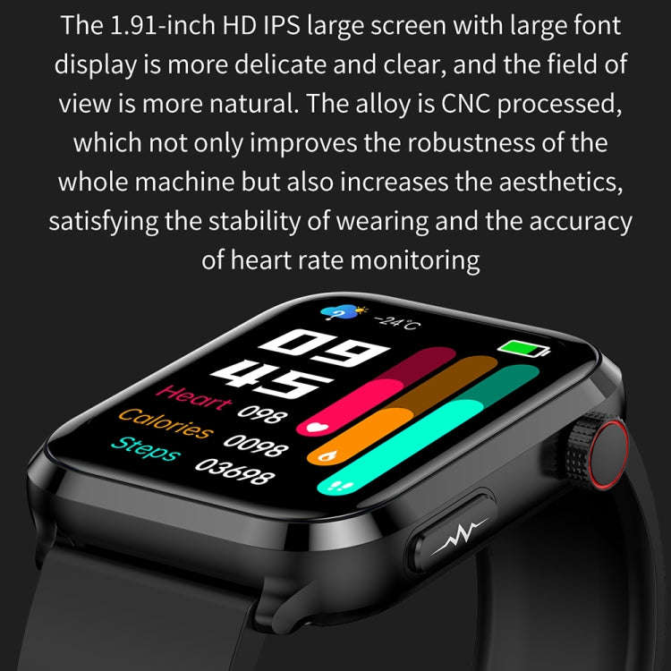 ET210 1.91 inch IPS Screen IP67 Waterproof Silicone Band Smart Watch, Support Body Temperature Mo...