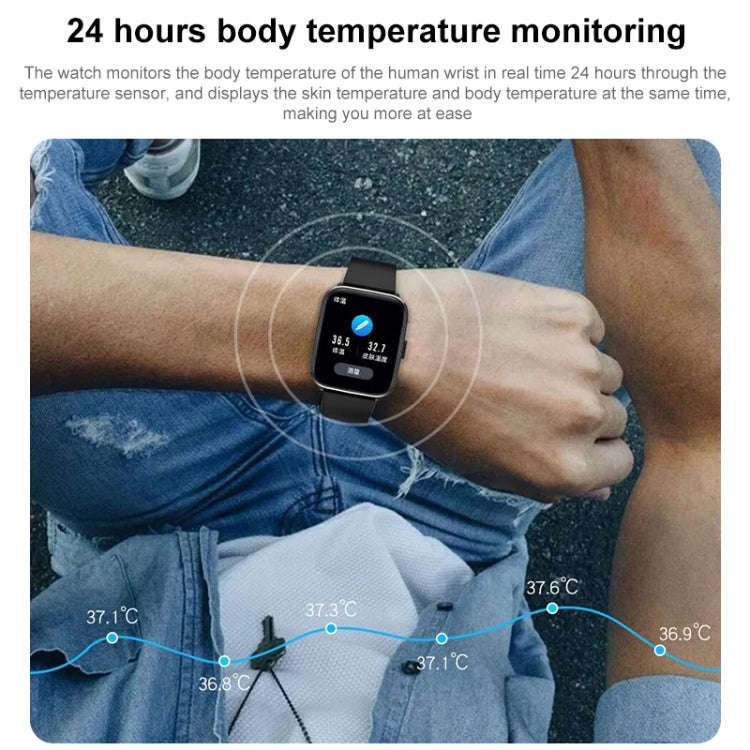 G12 1.7 inch IPS Screen Smart Watch, Support Bluetooth Calling / Body Temperature Monitoring (Black)