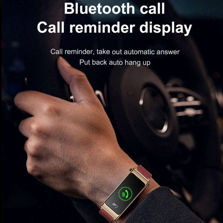 K13 1.14 inch Leather Band Earphone Detachable Smart Watch Support Bluetooth Call (Brown)