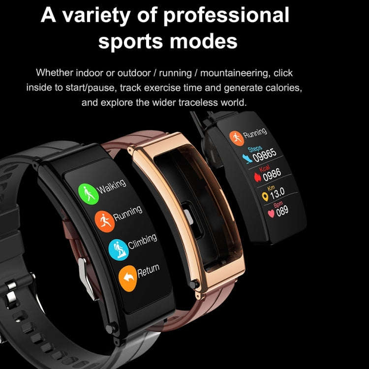 K13 1.14 inch Leather Band Earphone Detachable Smart Watch Support Bluetooth Call (Brown)