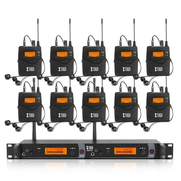 XTUGA IEM1200 Wireless Transmitter 10 Bodypack Stage Singer In-Ear Monitor System (AU Plug)