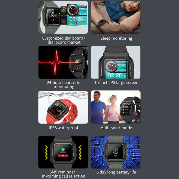 Lokmat FT10 1.3 inch IPS Touch Screen Waterproof Smart Watch, Support Music Play / Heart Rate / B...
