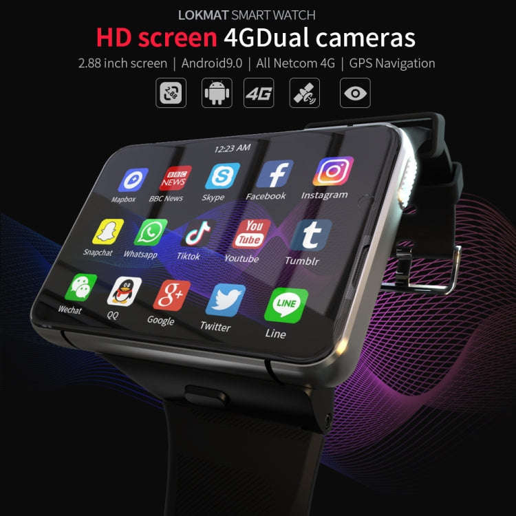 LOKMAT APPLLP Max 4G Call Smart Watch, 2.88 inch MTK6761 Quad Core, 4GB+64GB, Android  9.0, GPS, ...