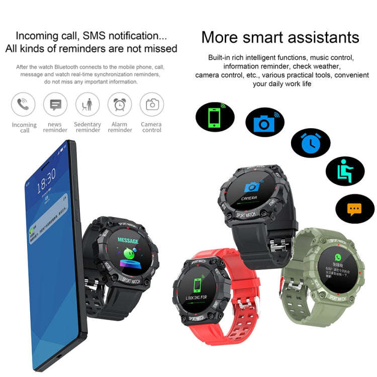 FD68 1.3 inch Color Round Screen Sport Smart Watch, Support Heart Rate / Multi-Sports Mode(Red)