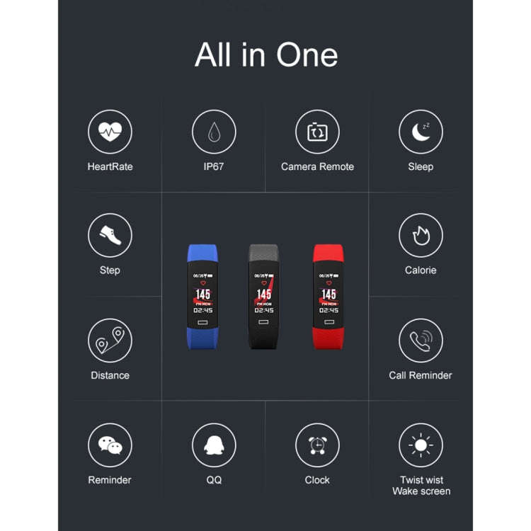 TLW B6 Fitness Tracker 0.96 inch TFT Screen Wristband Smart Bracelet, IP67 Waterproof, Support Sp...