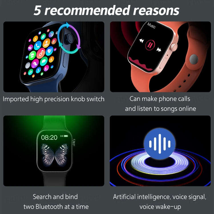 T500+MAX 1.69 inch HD Screen Smart Wristband, Support Bluetooth Calling/Heart Rate Monitoring (Bl...