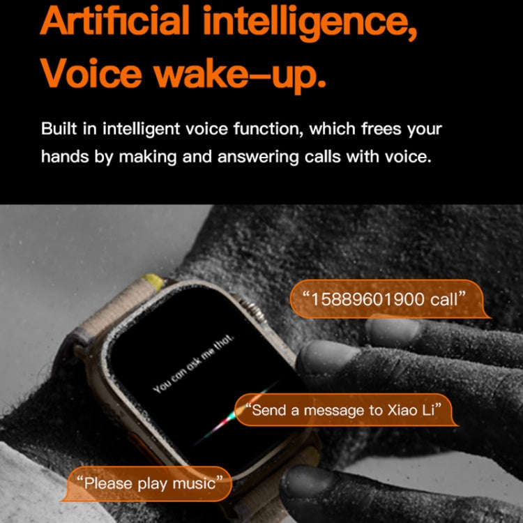 T800 Ultra 1.99 inch Ocean Silicone Band Smart Watch Support Heart Rate / ECG (Orange)