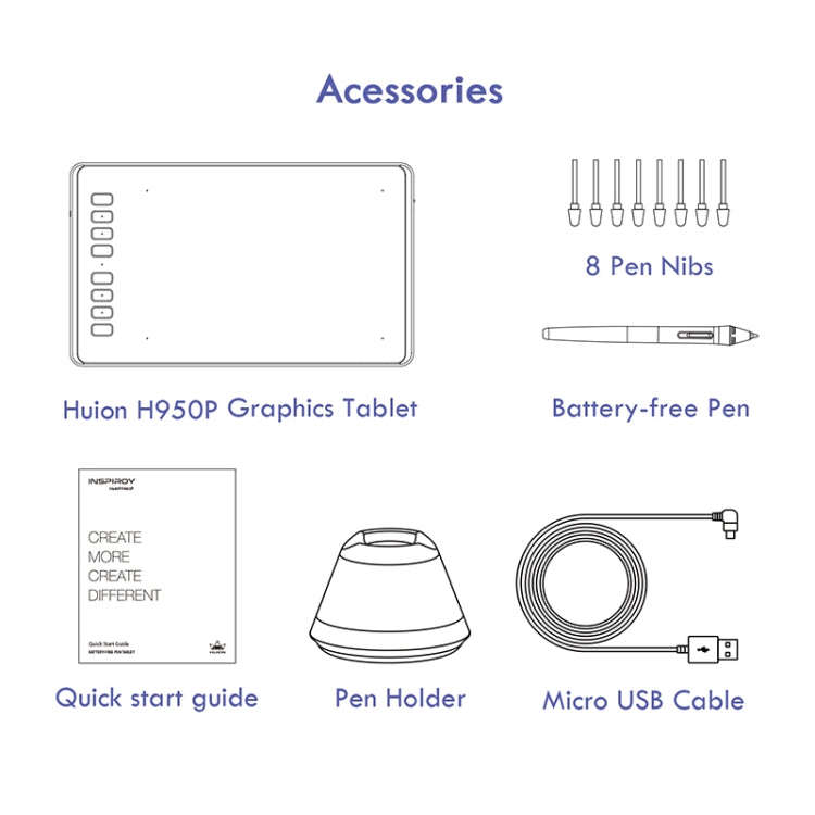 HUION Inspiroy Series H950P 5080LPI Professional Art USB Graphics Drawing Tablet for Windows / Ma...