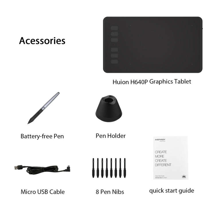 HUION Inspiroy Series H640P 5080LPI Professional Art USB Graphics Drawing Tablet for Windows / Ma...