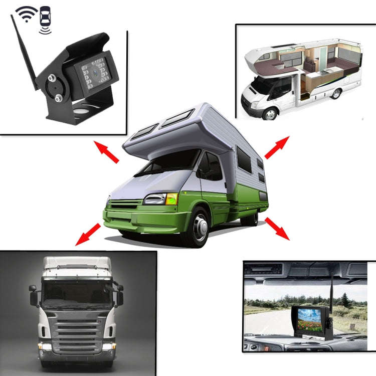 K0232 7 inch 140 Degrees Wide Angle HD Car Rear View Backup Dual Cameras Rearview Monitor Split S...