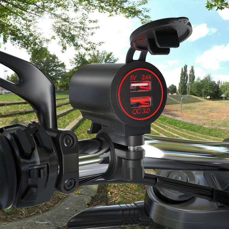 ZH-723F2 Car / Motorcycle QC3.0 Cell Phone Fast Charging Dual USB Car Charger(Red Light)