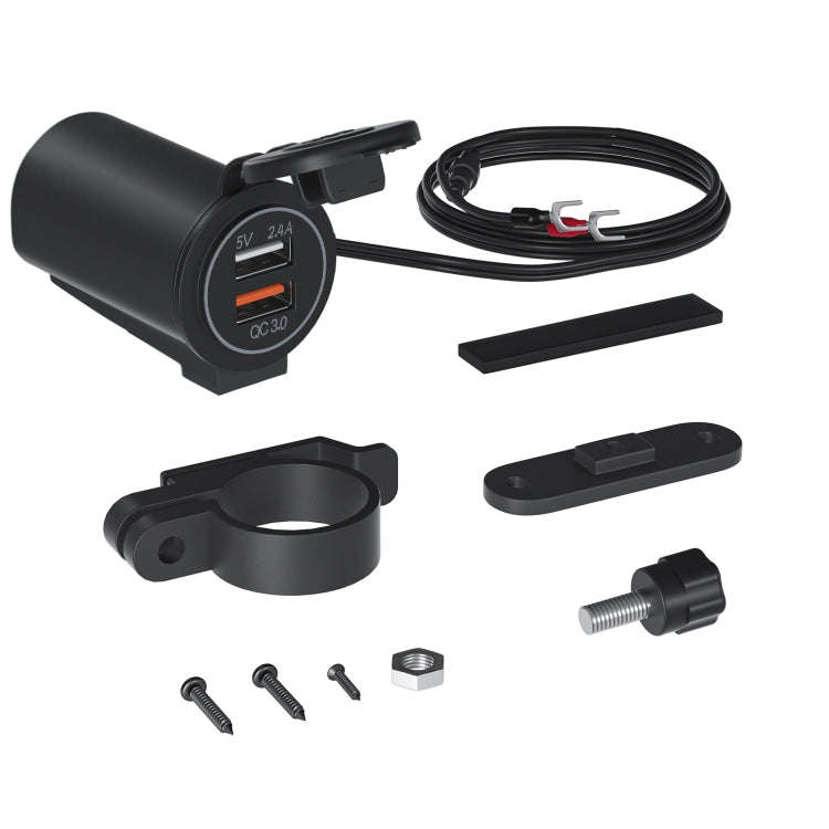 ZH-723F5 Car / Motorcycle QC3.0 Cell Phone Fast Charging Dual USB Car Charger(White Light)