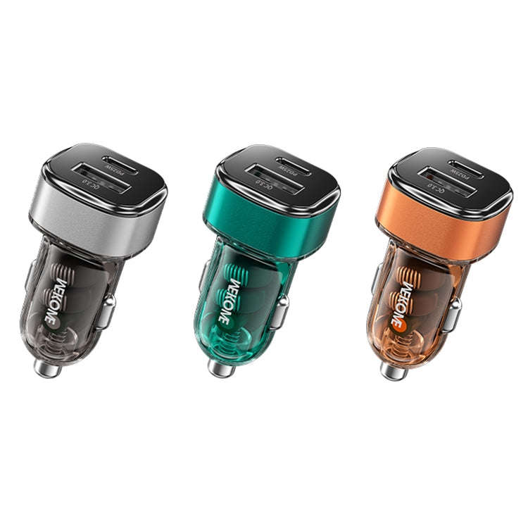 WK WP-C45 Vanguard Series Mecha Transparent USB+Type-C Fast Car Charger (Green)