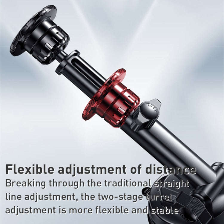 Yesido C160 Suction Cup Type Telescopic Rod Magnetic Car Phone Holder (Black)