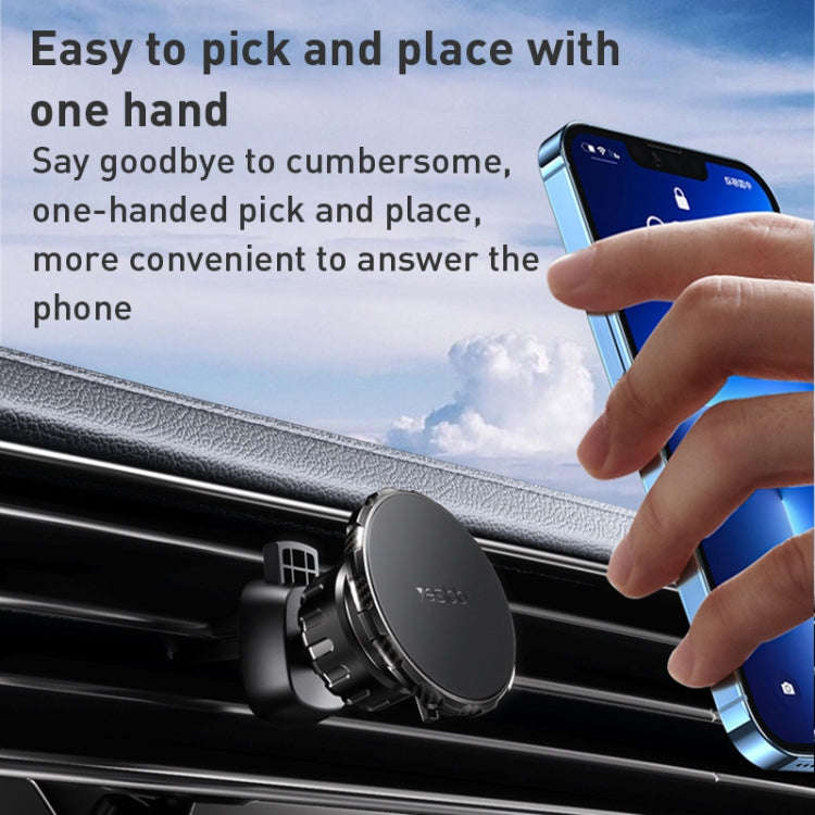 Yesido C160 Suction Cup Type Telescopic Rod Magnetic Car Phone Holder (Black)