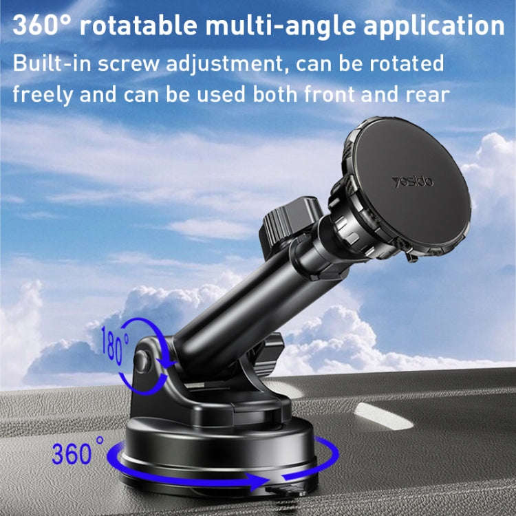 Yesido C160 Suction Cup Type Telescopic Rod Magnetic Car Phone Holder (Black)