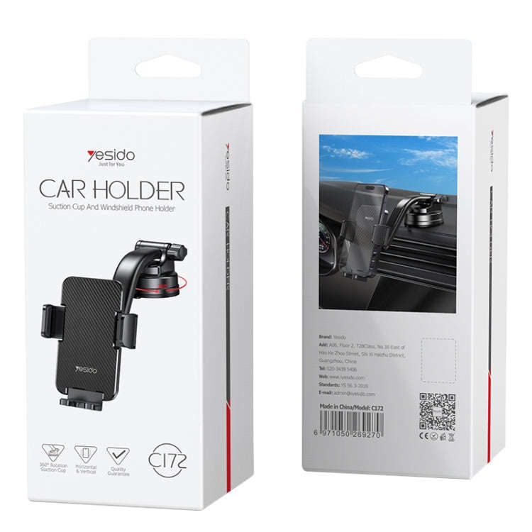 Yesido C172 Suction Cup Type Bending Arm Car Phone Holder (Black)