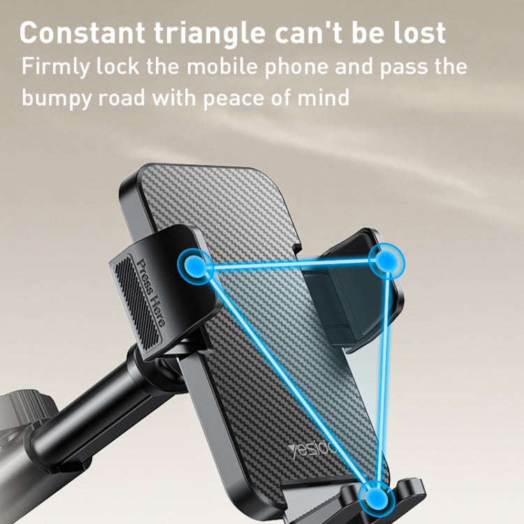 Yesido C173 Suction Cup Type Telescopic Rod Car Phone Holder (Black)