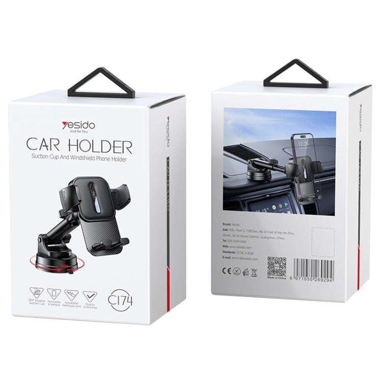 Yesido C174 Suction Cup Type Telescopic Car Phone Holder (Black)