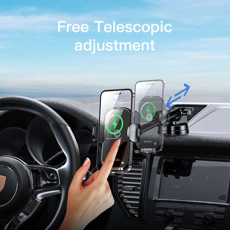 Yesido C197 15W 2 in 1 Suction Cup Type Wireless Charging Car Holder Set (Black)