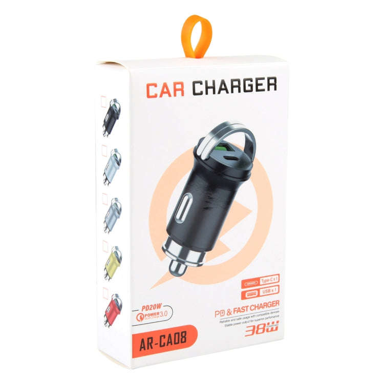 AR-CA08 12W 2A USB-C / Type-C + USB Ports Car Charger (Gold)