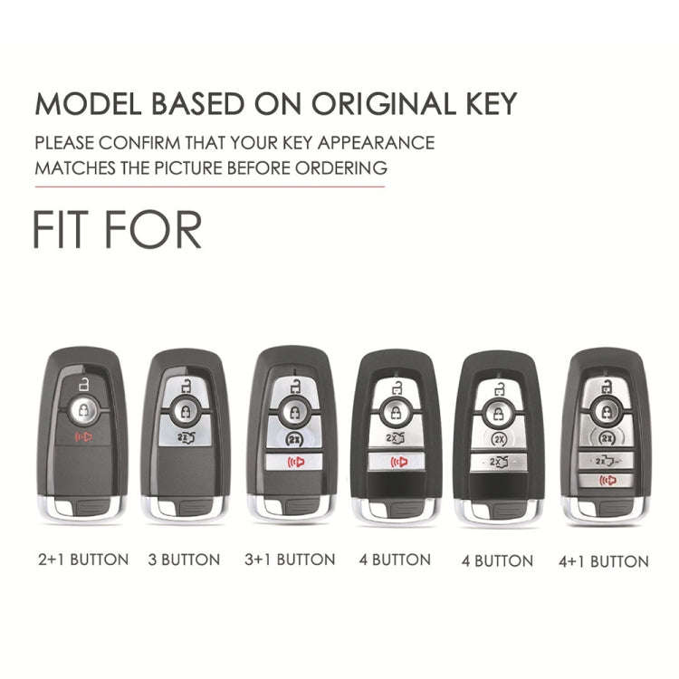 For Ford F-150 4-button C072 Car Key Leather Protective Case (Blue)
