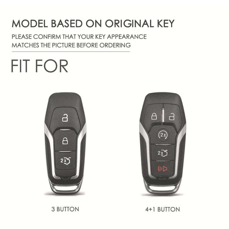 For Ford F-150 3-button C074 Car Key Leather Protective Case (Blue)