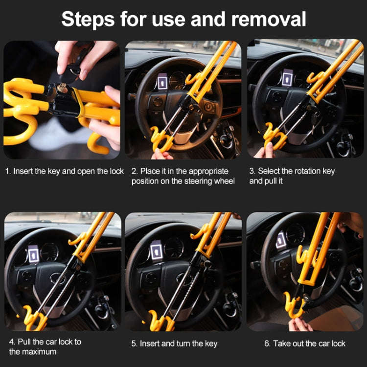 Car Steering Wheel Anti-Theft Lock Retractable Self-Defense Lock (Yellow)