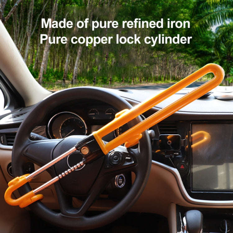 Car Steering Wheel Anti-Theft Lock Retractable Self-Defense Lock (Yellow)