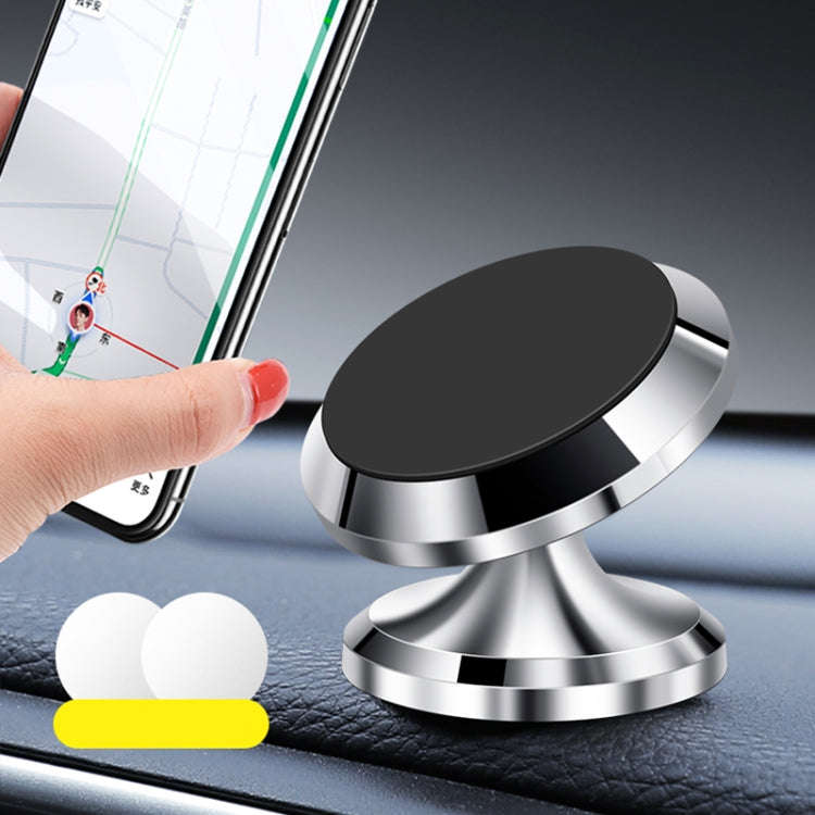 F19 Car Magnetic Phone Holder 360 Degree Rotating Metal Phone Navigation Holder (Silver)