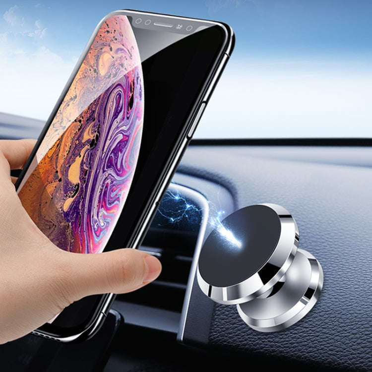 F19 Car Magnetic Phone Holder 360 Degree Rotating Metal Phone Navigation Holder (Silver)